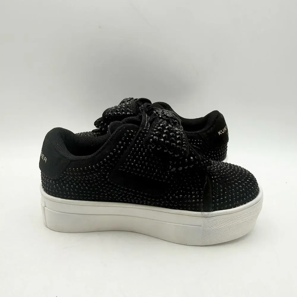 Kurt Geiger Girls London Mini Laney Sneakers US 6 M Black White Bow EUC